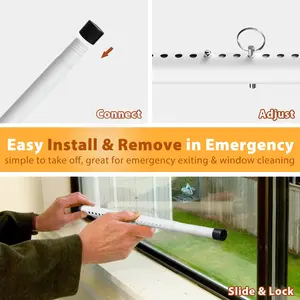 Sliding door lock bar,  sliding door lock bar, Sliding Door Security Bar，17-50 inch Adjustable Patio Door Security bar with Rubber Tips Apartment Bedroom Bottom of Door Heavy Duty Interior White