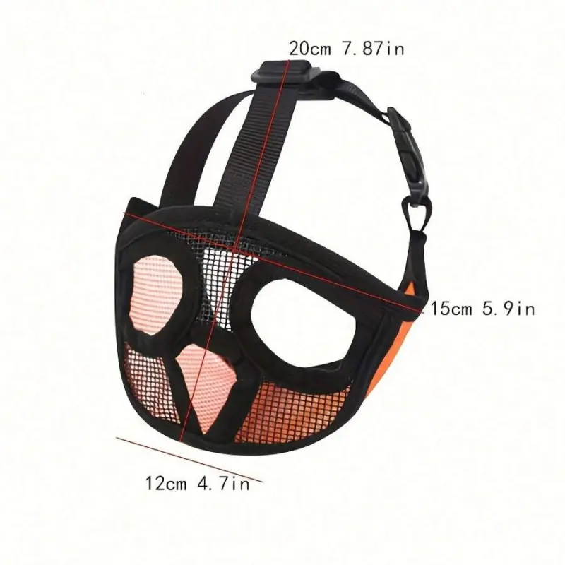 Adjustable Tongue-Out Design Dog Muzzle - Breathable Nylon Mesh, Secure Fit, Prevents Eating Biting Licking, Ideal for Short Snout Dogs Training, Grooming & Walking (French Bulldog, Pug, Shih Tzu)