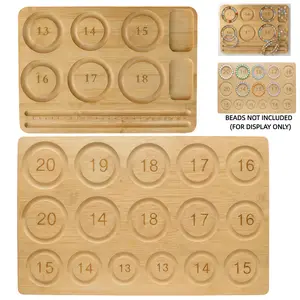 Bracelet Sizing Bead Board for Jewelry Making, Bamboo Beading Layout Board with 13-20cm Size Circles, DIY Bracelet Design Tool, Includes 4 Non-Slip Pads