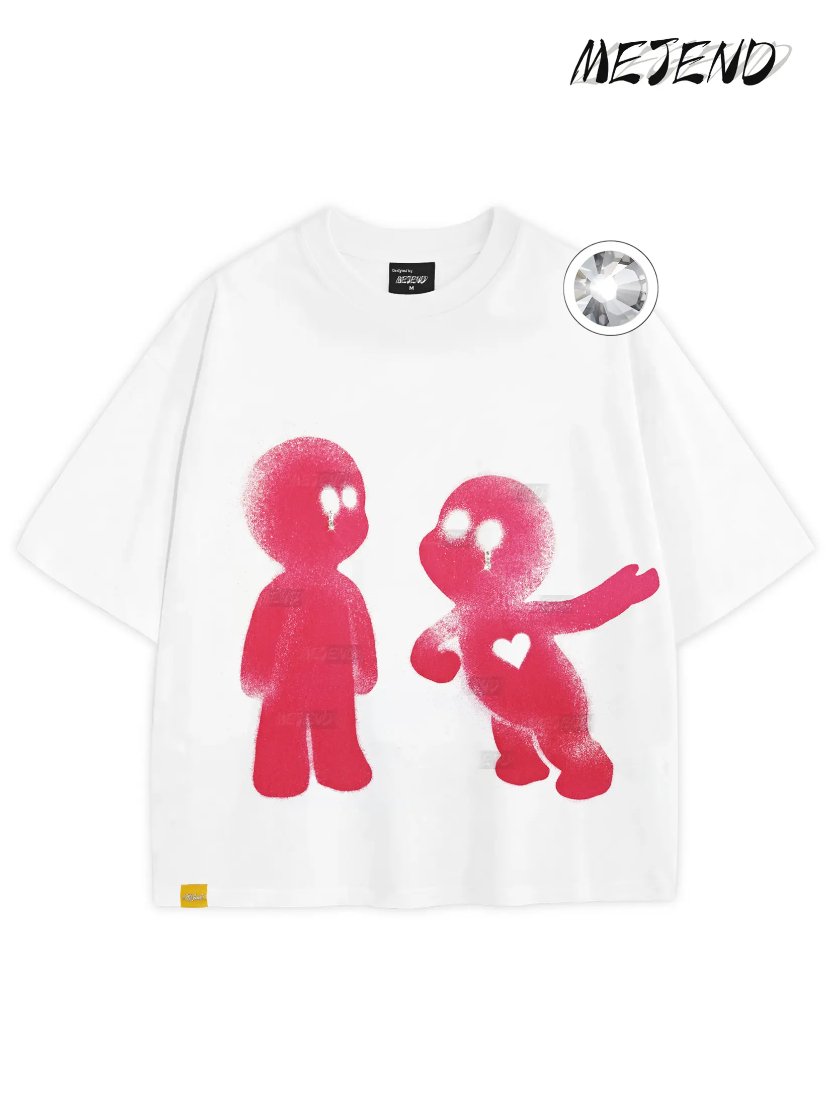 8oz Premium Double-Face Cotton, Ultra Soft and Skin-Friendly, Breathable and Comfortable, Couples Graphic Tee with Rhinestone Accents Tshirt Tops