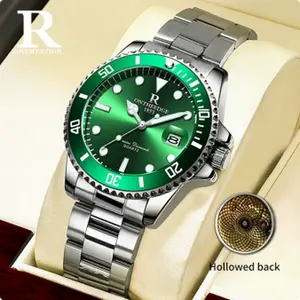 ONTHEEDGE Men's Stainless Steel Luxury Watch | Green Dial Automatic Style | Waterproof fashion Business Wristwatch |Green Dial Mechanical Style Watch for Men | Classic Style Premium Design,gift for him