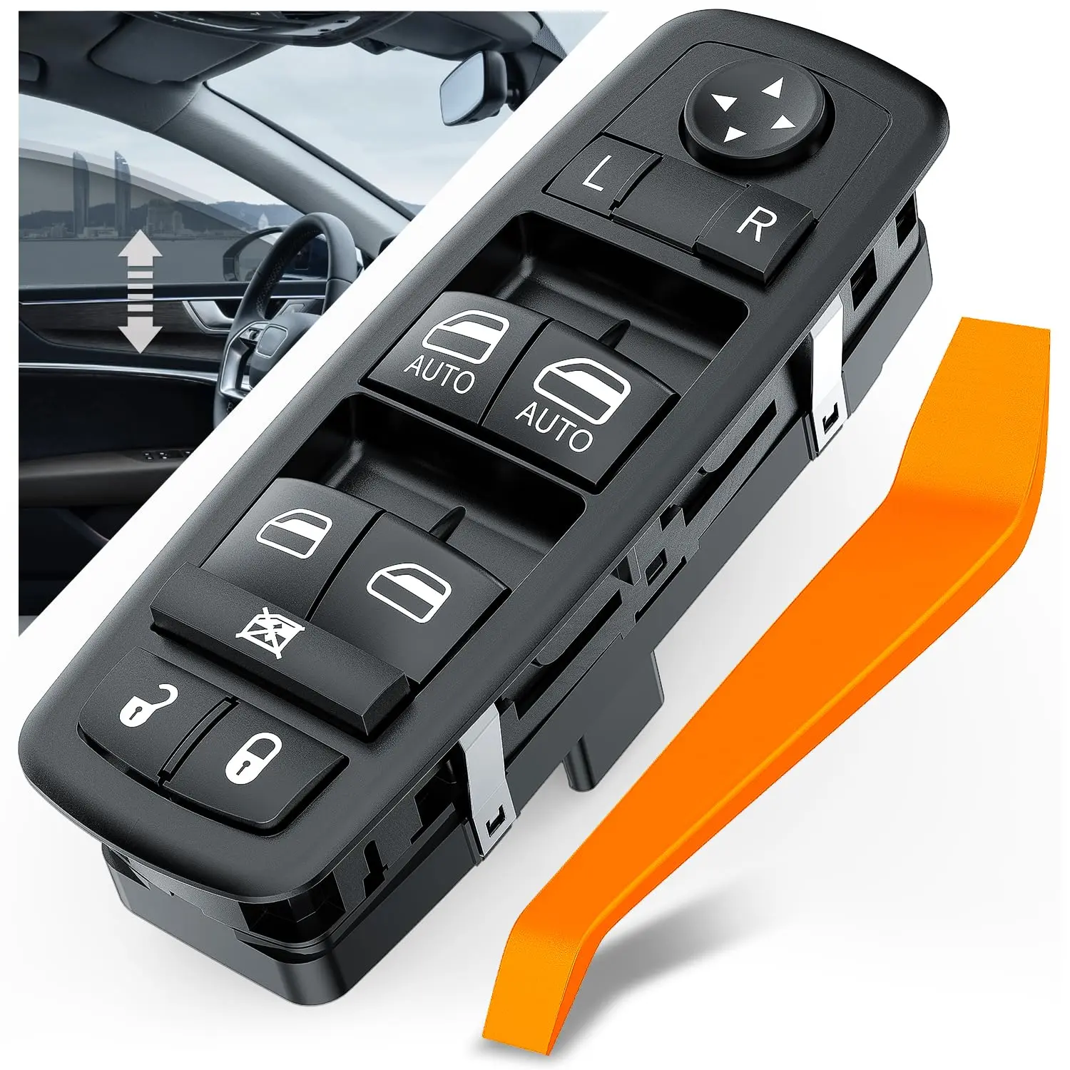 Nilight Power Master Window Switch Compatible with 2011 2012 2013 2014 2015 2016 Dodge Journey Front Left Driver Side Replacement Control Button Windows Switches, 1X Master Power Window Switch, 1X Removal Tool