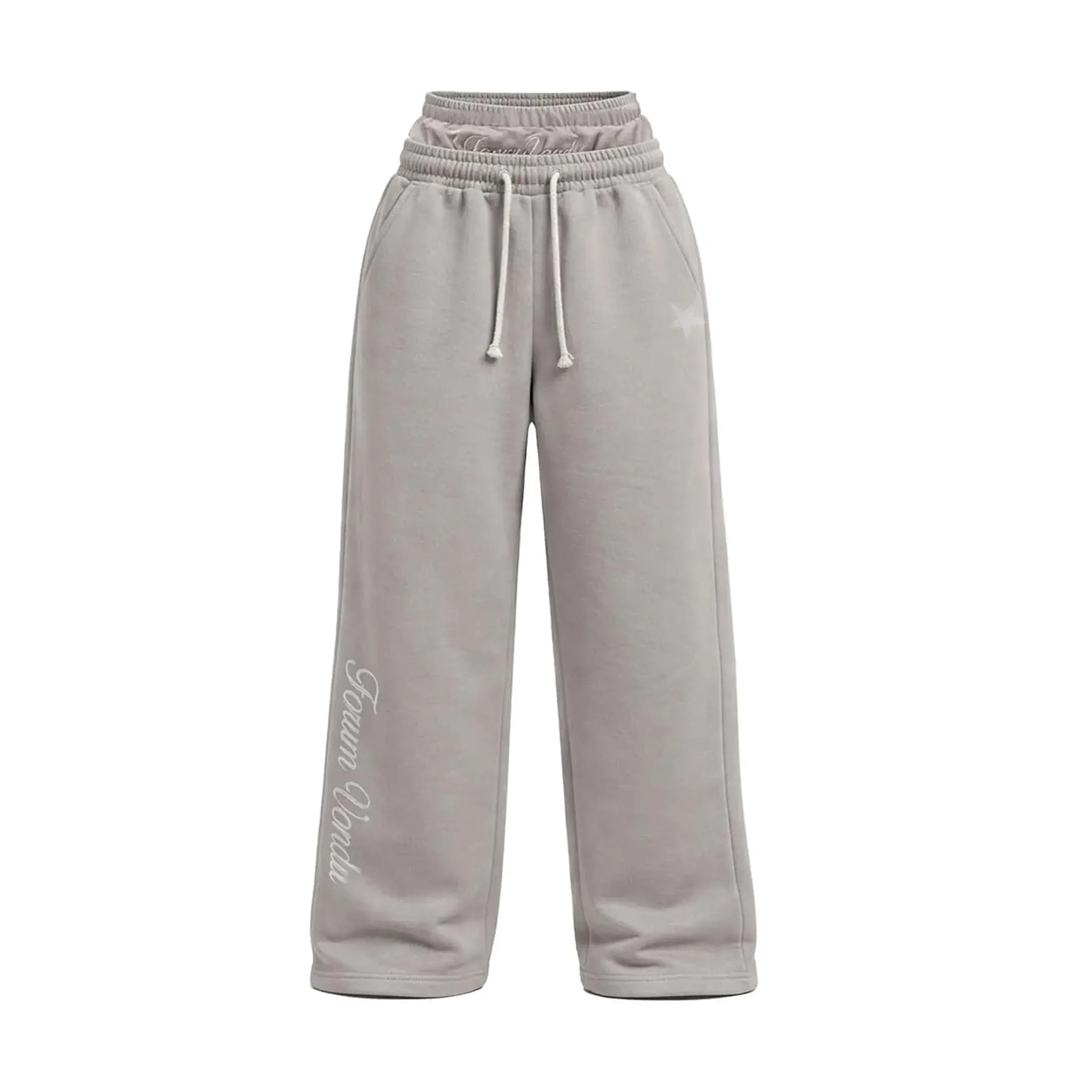 SOPULA Unisex Star Embroidery Baggy Sweatpants, Heavyweight Cotton Blend Streetwear with a Drawstring Double Waistband and Front Back Print, Menswear