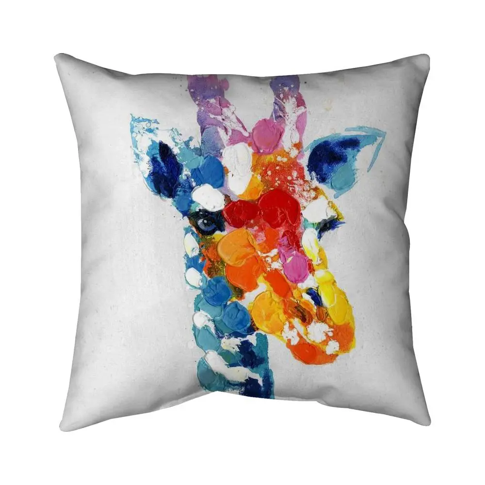 Begin Home Decor 5541-1616-AN24 16 x 16 in. Blue Animals Pillow - Color Spotted Giraffe Decor Pillow