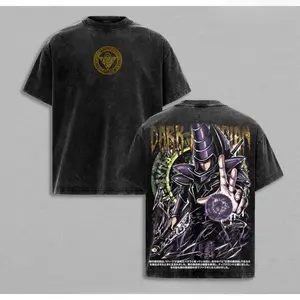 Dark Magician Yu-Gi-Oh Vintage Washed T-Shirt | Retro Anime Streetwear Inspired by the Legendary Spellcaster | Magic Circle Graphic Tee for YuGi Style Fans | Heavy Cotton，Anime enthusiast, Yu-Gi-Oh! anime merchandise