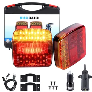 2 Pcs Wireless Trailer LED Lights Kit - Rechargeable Cordless Tail Lamps with Strong Magnet Base, IP67 Waterproof, 4 Lighting Modes for Vehicles, RVs
