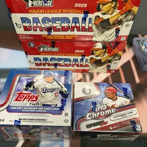 1 JUMBO BOX 2025 TOPPS CHROME UPDATE SERIES / 1 TOPPS SERIES 1 JUMBO BOX / 2 TOPPS HERITAGE HOBBY BOXES