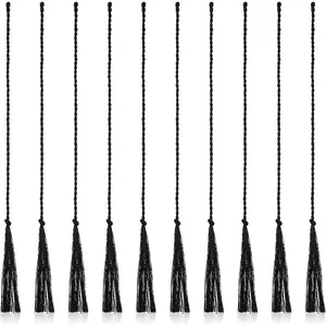 10 Pieces 11.8 Inch Black Replacement Bullwhip Crackers Popper, Professional Nylon Hybrid Rope Cracker for Bullwhip or Stock Rope, Bull Tool for Horse Training Horse Racing Derby Party
