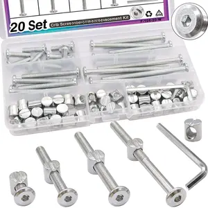 20 Set  Screws M6x20mm/40mm/60mm/80mm  Bed  Screws Hardware Replacement Kit,Bunk Bed Bolts Hex Socket Cap Screws Bolt with Barrel Nuts/Wrenches for Beds Furniture HeadboardsQuesear