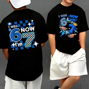 I was 6 Now I'm 7 7th Birthday 6 7 Birthday Boys Shirt, 7th Birthday Boy Shirt, Blue Birthday Shirt, 6 7 Birthday Shirt