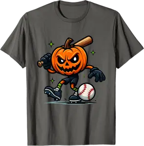 Halloween Scary Pumpkin Showing Baseball Skills October 31 T-Shirt - Nafeesaami Shop 83B0FNB4Q1X3