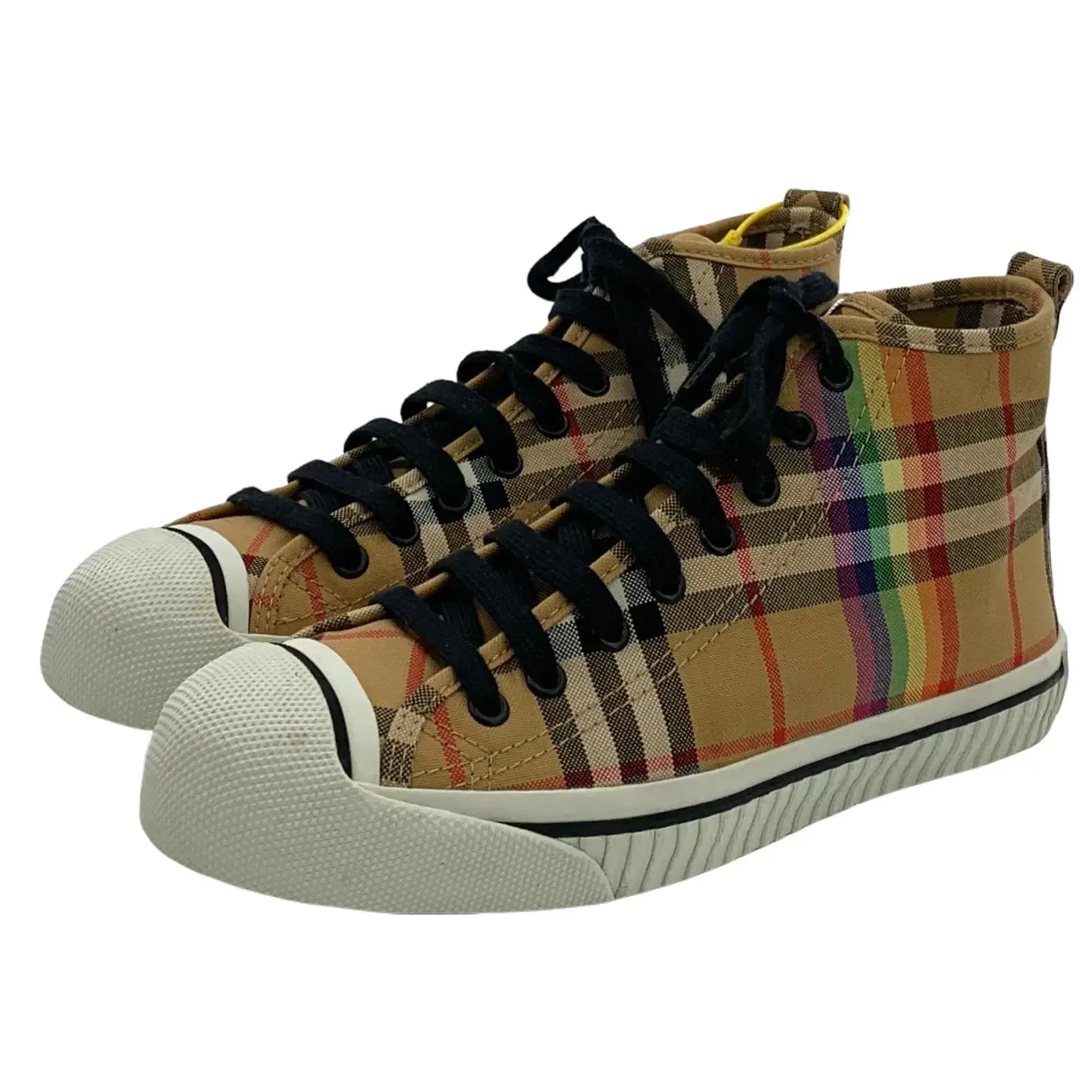 RDLT-Burberry Size 39 Brown Check Lace‑Up Canvas Casual Shoes-J38075