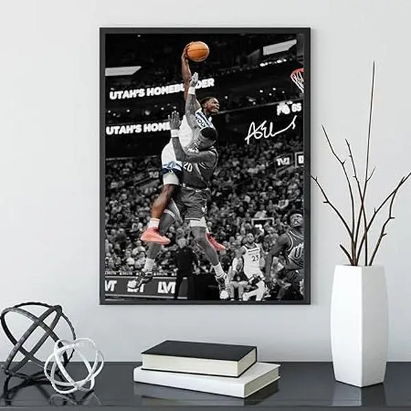 Basketball Superstar Anthony Edwards Signed Poster for Kids, Fan Room Wall Decor, Sports Star Posters, Decor Wall Print 1