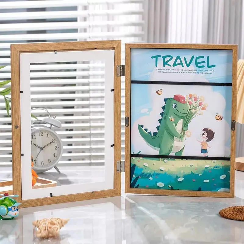 Kids A4 Wooden Art Photo Frame with Wood Finish, Glass, 100+ Sheets Storage, Front-Opening Interchangeable Display, Decor for Any Wall & Children’s Artwork (1 Pack), Room Decor, 3D Crafts