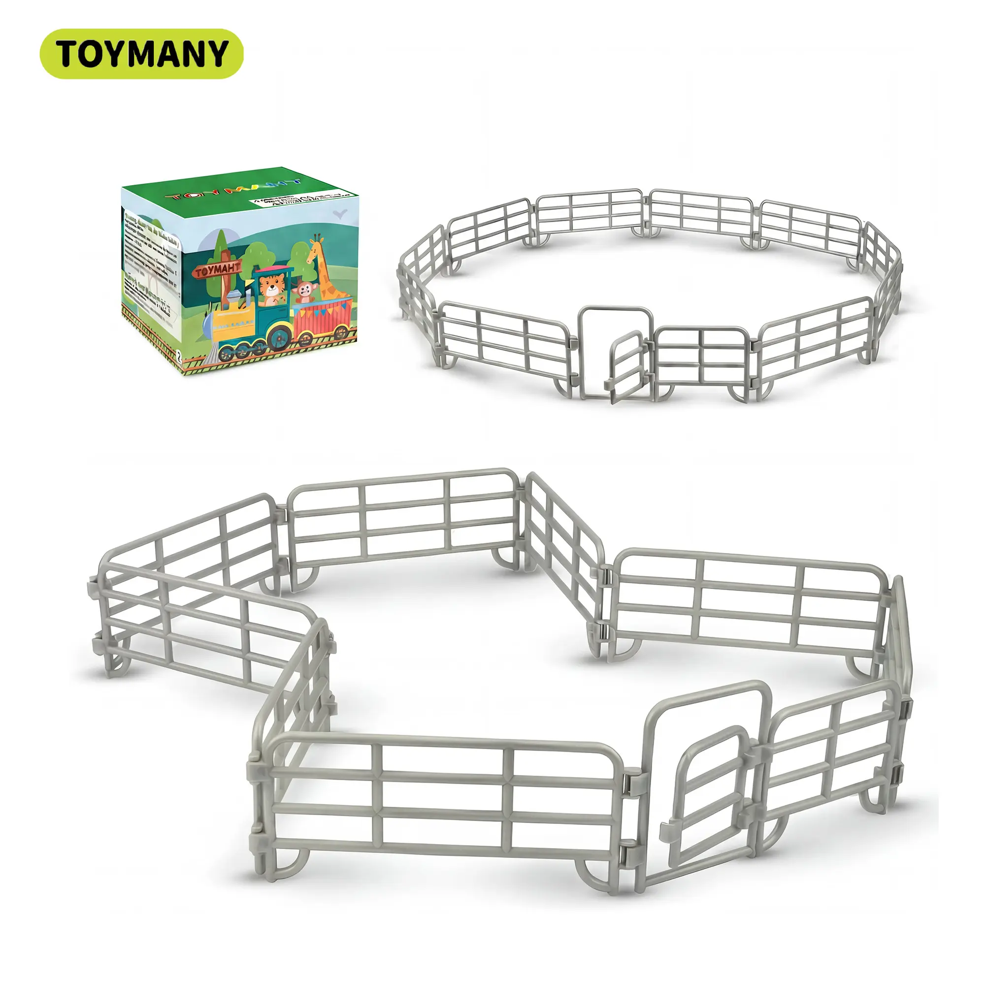TOYMANY 20-Piece Durable PVC Solid Plastic Mini Toy Fence Set - 293/10.3 Oz Tiny Horse Corral, Buildable Toy Buildings & Scenery, Paddock Accessories for 3+ Kids and Toddlers, Creative Play, Christmas Gift, Farm Scenes