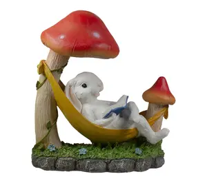 Northlight 11.75" White Bunny in Hammock Outside Garden Statue