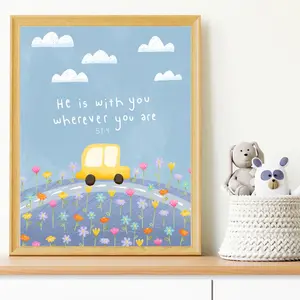 Islamic Car Wall Art for Kids – Muslim Boys Nursery Print, Childrens Islamic Room Decor, Islamic Kids Printable Art, Unframed