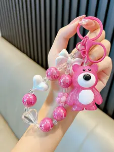 A cartoon acrylic gradient strawberry bear keychain, suitable for daily wear, vacation dates, and other occasions, and also a delightful and exquisite small gift.