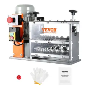 fathersdaygift VEVOR Automatic Wire Stripping Machine, 0.06''-1.57'' Electric Motorized Cable Stripper, 750 W, 98 ft/min Wire Peeler with Visible Stripping Depth Reference, 10 Channels for Scrap Copper Recycling