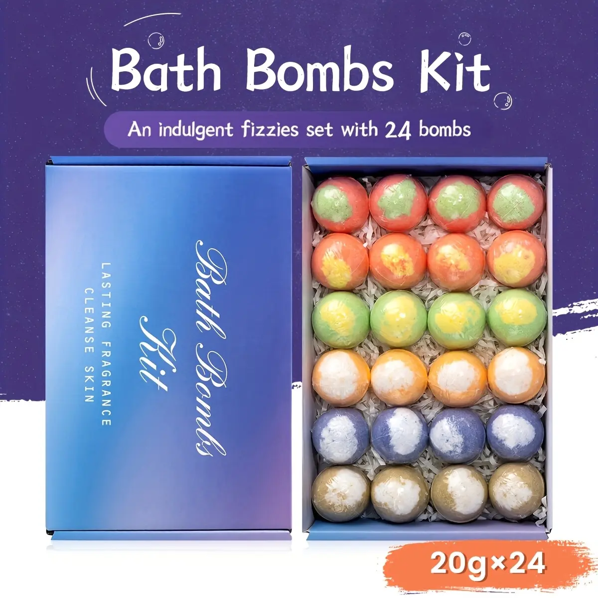 A New Set Of 24 Bath Bombs Handmade Bubble Bath Fizzes Rich In Essential Oils, Perfect For Wife Girlfriend Sisters On Birthday Christmas Halloween Anniversary Best For Festival Gift