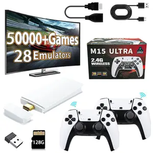 M15 ultra 4K gaming stick joystick TV video game console 64G built-in 40000 game retro handheld game console with wireless game controller