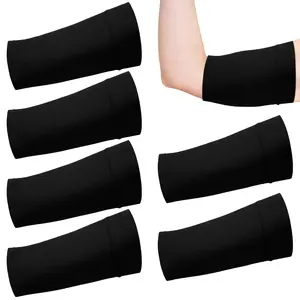 6 Pcs PICC Line Sleeve Cover PICC Line Shower Cover Fashionable Breathable Upper Arm Sleeves for Women Men (Black,Large)