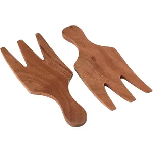 Salad Hands or Set of 2 Acacia  Salad Servers, Salad Tongs Set, Salad Claws, Salad Fingers for Serving Salad Mixes, Pasta, Fruit 3.25 X 8.25 Inch ()