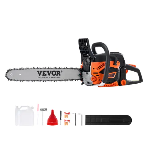 VEVOR 52cc Multifunction Wood Chainsaw, 18" Bar Top Handle Gasoline Power No Cord Tool with Shock Absorber, 2.55HP Handheld Petrol Saw, 16.93in Cut for Trees/Branches, 0.58qt Fuel Tank Cuts Refuel Time for Garden Use