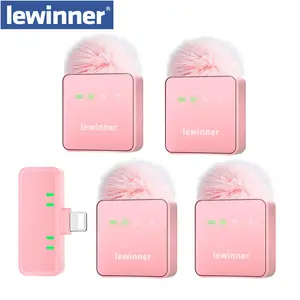 Spring Glow Up!  Lewinner Professional Noise-Canceling Wireless Reverb Lavalier Microphone, 4-Person Interconnect, for Smartphones, Tablets, and Laptops, with iOS/Type-C Interface, Rechargeable Outdoorfun Audio