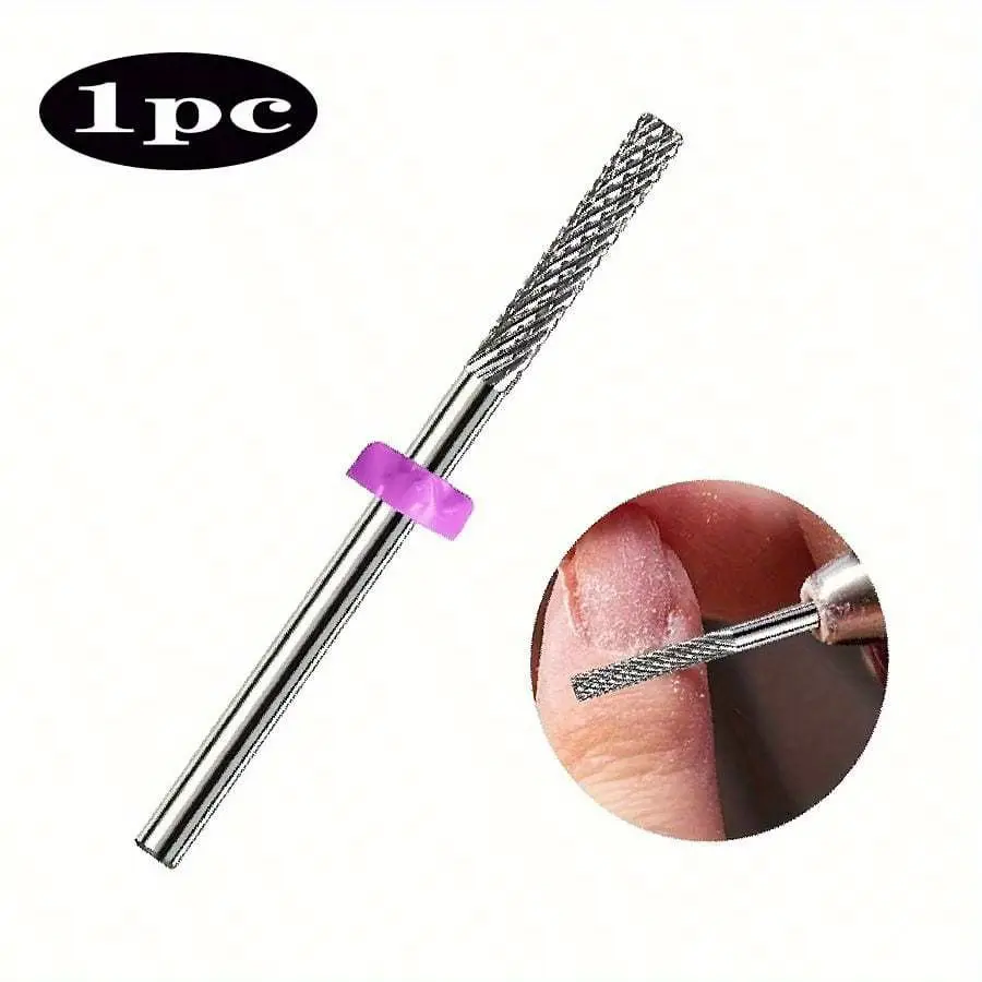 1pcs Tungsten Carbide Nail Drill Bits, 3/32" Shank Electric Nail Files, Professional Nail Tech Supplies, for Electric Cuticle Remover, Dead Skin Removal, Unscented Nail Cleaning Tool Manicure Nail Art Multicolor