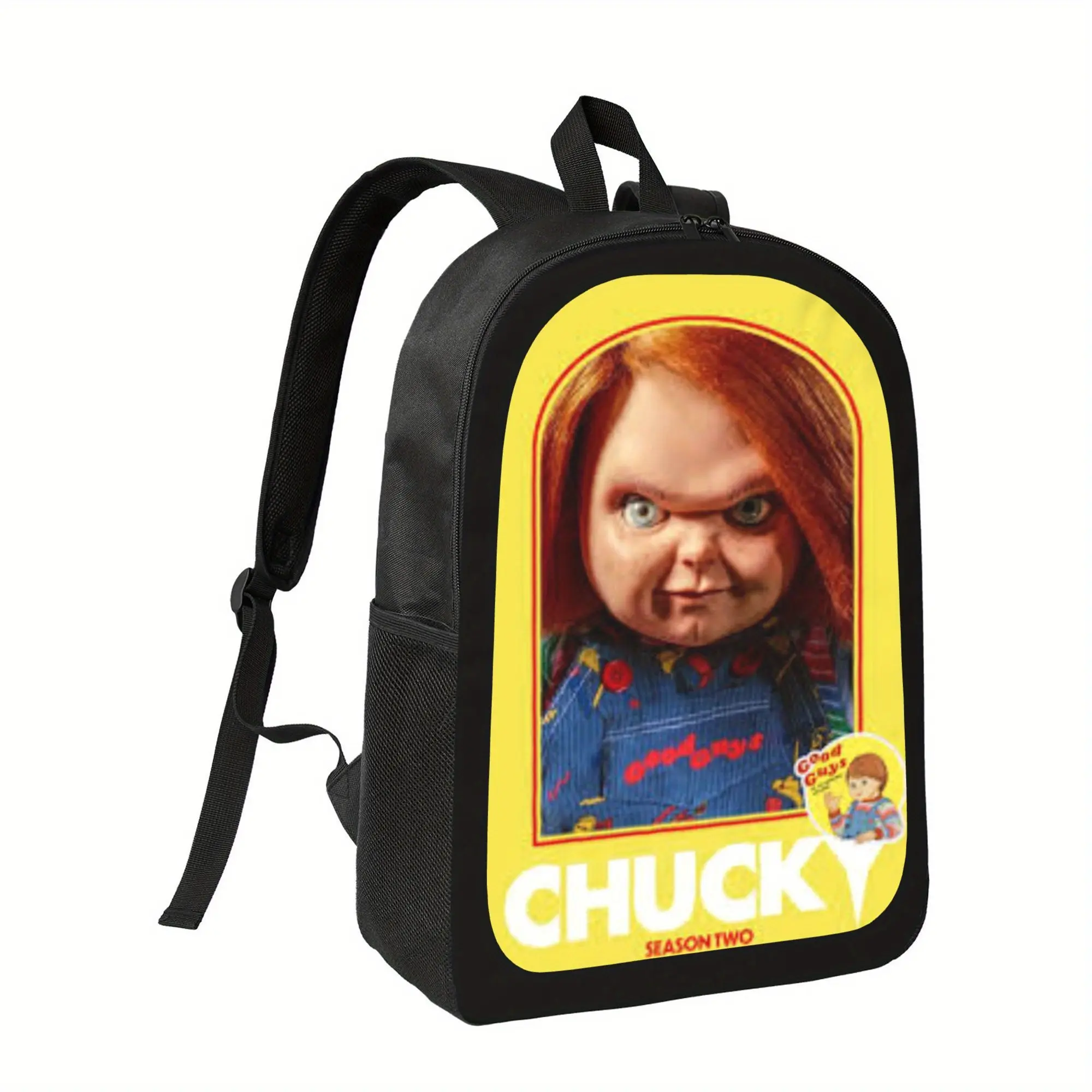 Women's Chucky Doll Backpack - Horror Movie Fan Gift with Zipper Closure, Durable Polyester Bag for s, Birthday/Valentine's Present, Chucky Look Backpack for Work, Travel, Casual Outings, Backpack Shoulder Bag for Ladies, Bold Graphic Design