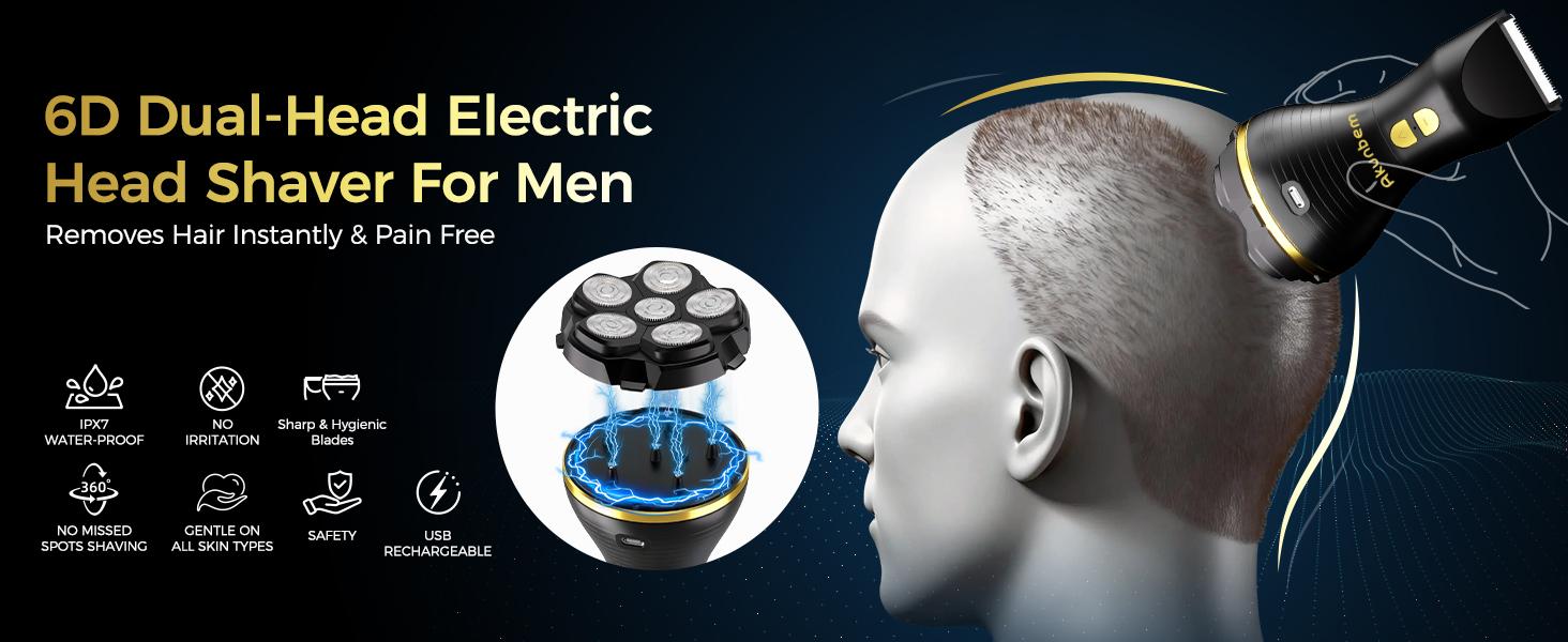 Akunbem 6D Dual Head Electric Bald Head Shaver, IPX7 Waterproof, Faster Shaving Without Irritating the Scalp, 360° Close Shave, Designed for Bald Heads,2026 Gift Pick Akunbem 6D Dual Head Electric Bald Head Shaver, IPX7 Waterproof, Faster Shaving Without Irritating the Scalp, 360° Close Shave, Designed for Bald Heads,2026 Gift Pick