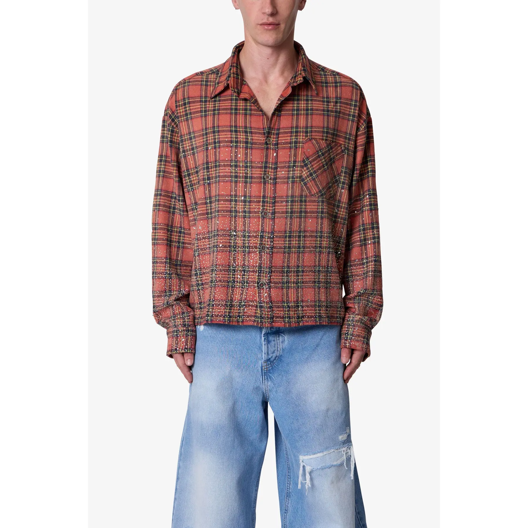 mnml Rhinestone Flannel Shirt