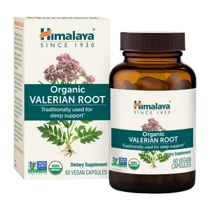 Himalaya Organic Valerian Root, Herbal Sleep Support for Calm Relaxation, USDA Organic, Non-GMO, Vegan, Gluten Free, 1,000 mg, 60 Capsules