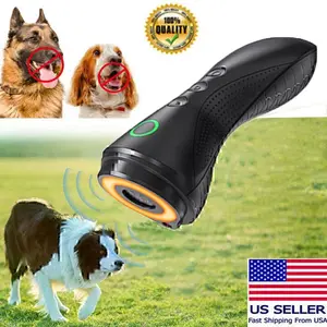 NEW 3 Mode Rechargeable Anti Barking Device Ultrasonic Dog Training-Bark Control