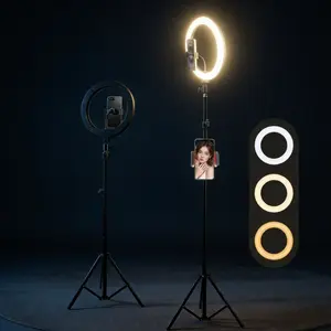 10" Ring Light with 43–71" Extendable Tripod Stand and Phone Holder – Dimmable LED Circle Round Lighting for Filming, Selfie, Camera Photography, Makeup, YouTube Video, Vlogging, Live Streaming, March Madness, World Cup