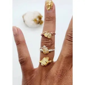 Wire Wrapped Citrine Crystal Ring: Healing Stone Jewelry