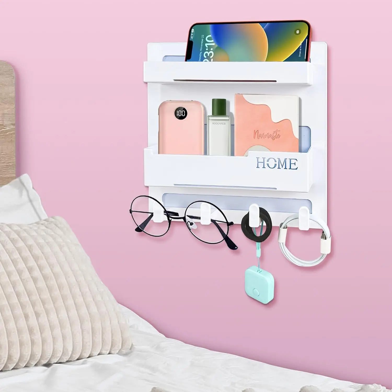 Floating Bedside Shelf Organizer – Wall Mount Self Stick On Storage for Bedroom Accessories, Cute Room Decor for Girls, Dorm & RV Essentials , room decor for girls CHENYAOAI