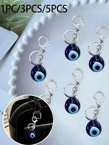 Blue Glass Evil Eye Lucky Charm Keychain, Keychain Attachment, Metal Clip Protection Keyring, Bag Pendant, Ideal Gift for Friends, Couples, Family