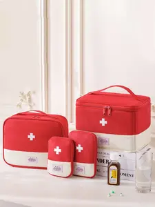 4pcs  Storage medical bag, portable small medicine bag, medical emergency kit, zipper closure, fashionable and casual, simple and suitable for family, daily business travel, lightweight medical storage bag