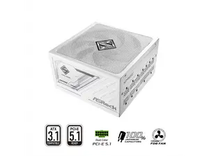 ASRock SL-1000GW 1000W 80 PLUS GOLD & Cybenetics PLATINUM Full Modular Power Supply, ATX3.1 & PCIe5.1 Ready with Dual Color 12V-2x6 Cable, 10 Years Warranty, White Edition