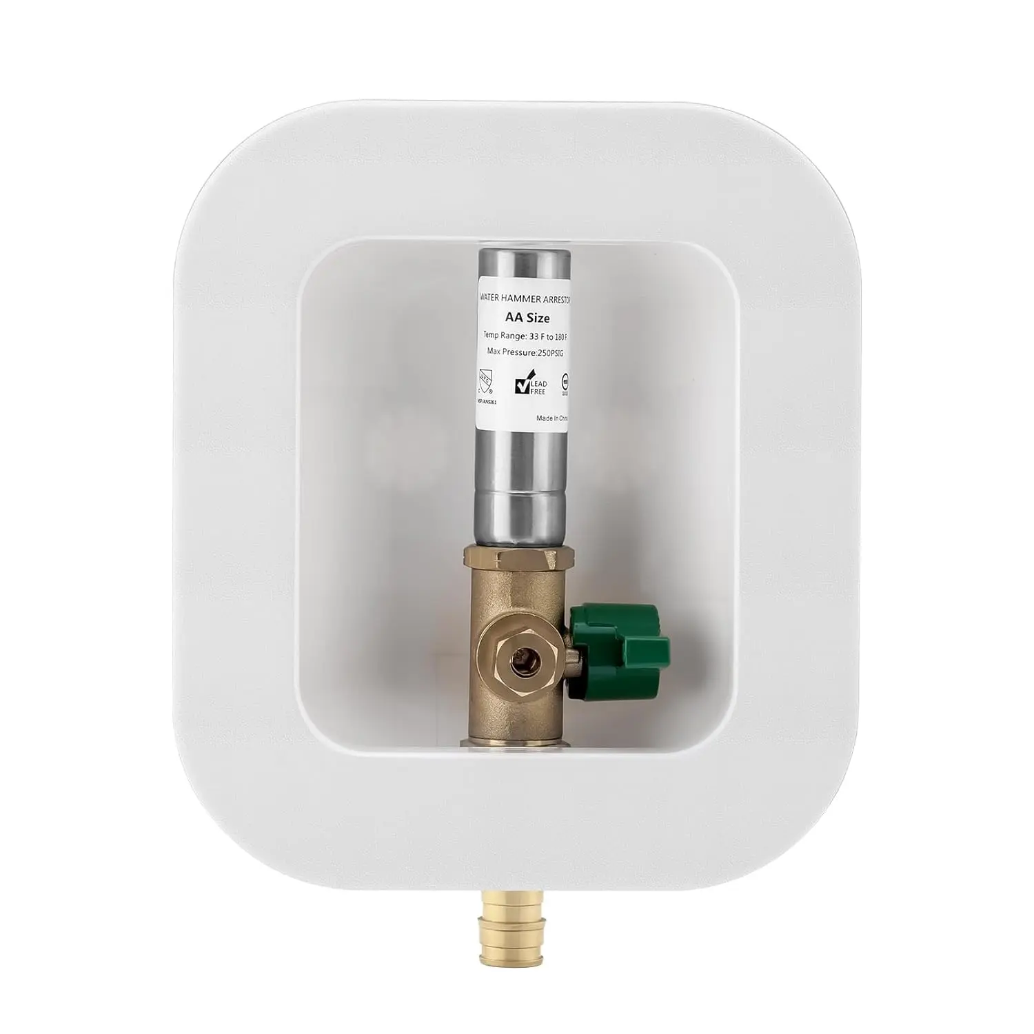 MEASUREMAN Ice Maker Outlet Box with Water Hammer Arrestor 1/2-Inch Pex F1960 Pex-a Expansion Fitting Connection with Shutoff Valve AA Size plumbing