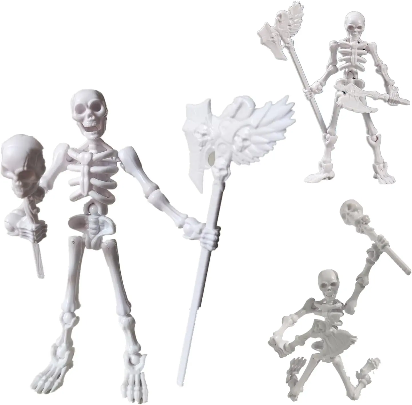T13 Movable Articulated Design Action Figure - 5.12-in Collectible Action Figure with Multiple Weapon Sets, Paintable Surface, Skull Pendant, Hand Puppet for Art Toy Collecting, Desktop Decoration, Action Figures