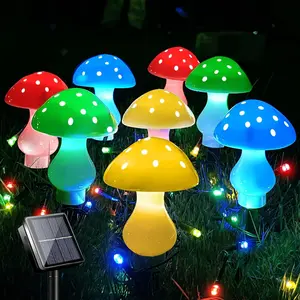 Upgraded Outdoor Solar Garden Lights, 8 Pack 50 LED Mushroom Outdoor 8 Modes 23ft  Solar  Landscape Cute Fairy String Light for Yard Patio Outside Decor(Multicolor)