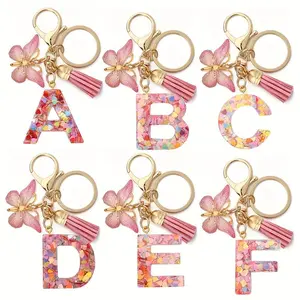[1pc Resin Letter Keychain Pendant] 1pc Initial Letter Keychain Pendant Resin Letter Keychain Purse Backpack Accessories