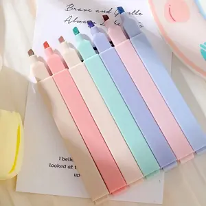 6pcs/set Pastel Color Highlighter Kawaii Stationery Color Marker School Supplies Student Marker Highlighter Japanese Stationery Colored Pens Set