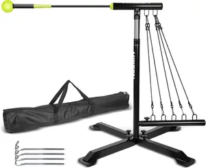 Hikeen Baseball Softball Swing Trainer, Baseball Training Equipment, Includes 5 Elasticity Bands Baseball/Softball Accessories for Hitting and Batting, Adjustable Height for All Ages Training