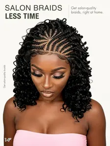 Natural Deep Wave Braided Wig, 13x4 HD Lace Front, Pre-Plucked Cornrow Braids, Curly Synthetic Wig, Glueless Daily Wear, Cornrow Braided Wigs
