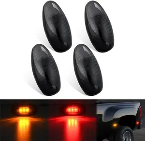 Nilight Fender Side Marker Lights, 4 PCS 3-LED Smoke Lens Red Amber Front Rear Clearance Auto Parts, Accessories for Car, Truck Accessories, Compatible with 2001-2014 Chevy Silverado GMC Sierra 1500 2500HD 3500HD Dual Wheeler Trucks