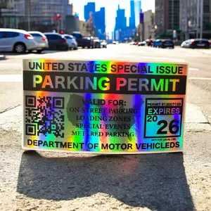 United States Parking Permit Holographic Car Vinyl Decal Funny Sticker